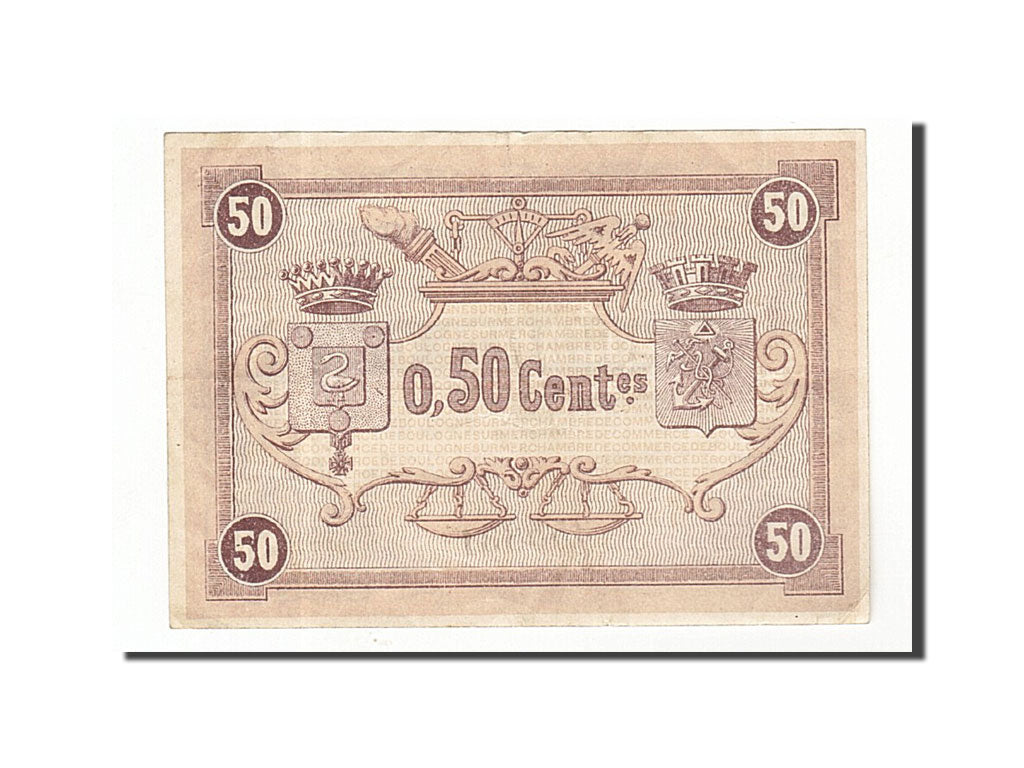 France, Boulogne-sur-Mer, 50 Centimes, 1920, AU(55-58), Pirot:31-26
