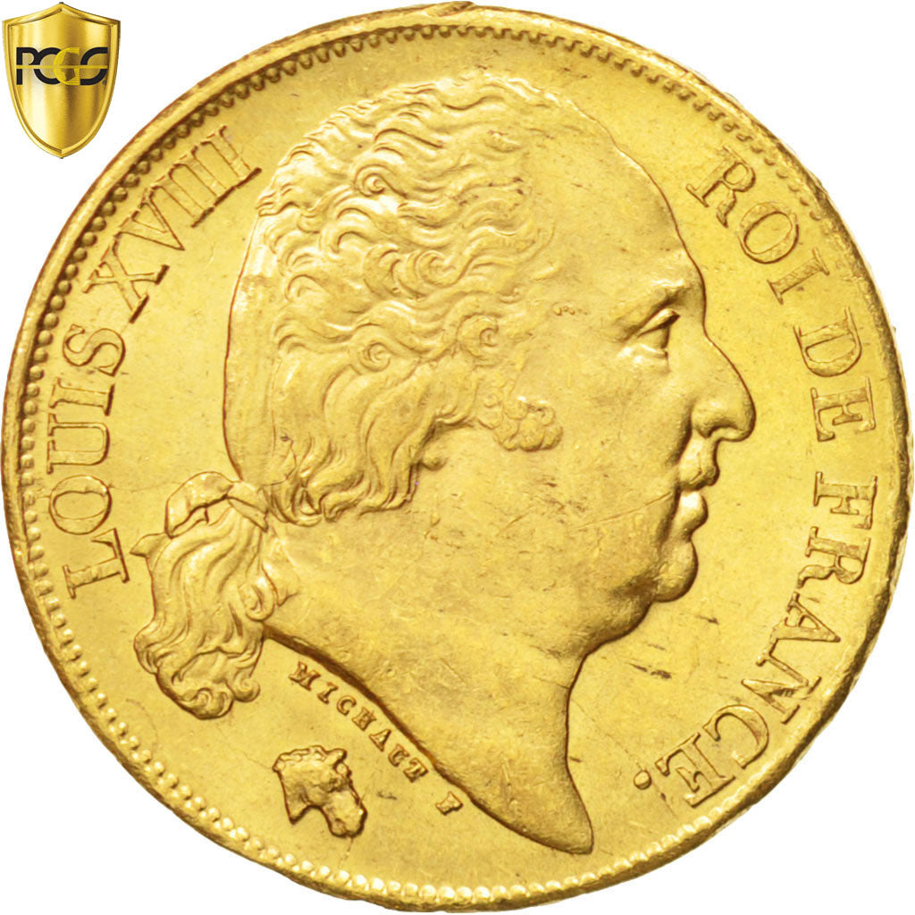 France, Louis XVIII, 20 Francs, 1817 A, Paris, PCGS MS63, KM:712.1