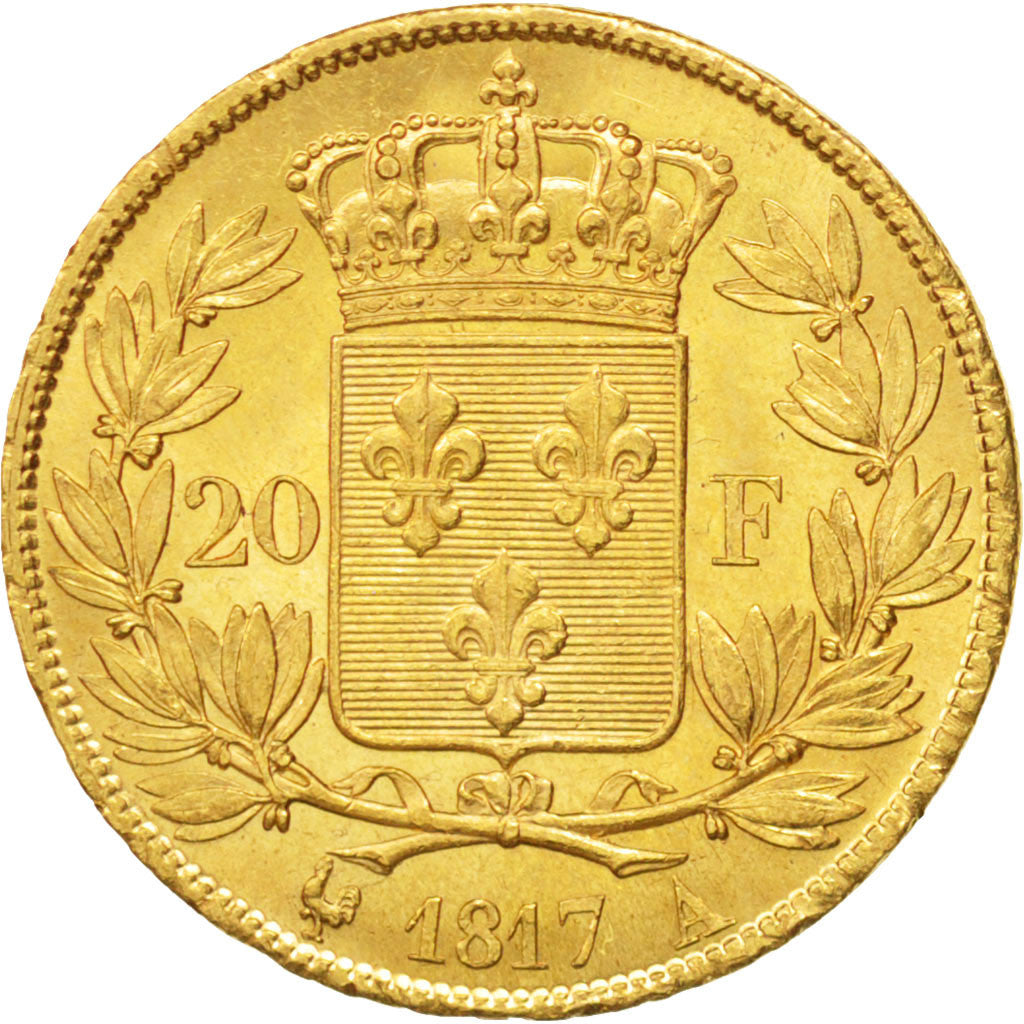 France, Louis XVIII, 20 Francs, 1817 A, Paris, PCGS MS63, KM:712.1
