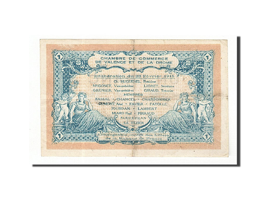 France, Valence, 1 Franc, 1915, TTB+, Pirot:127-4