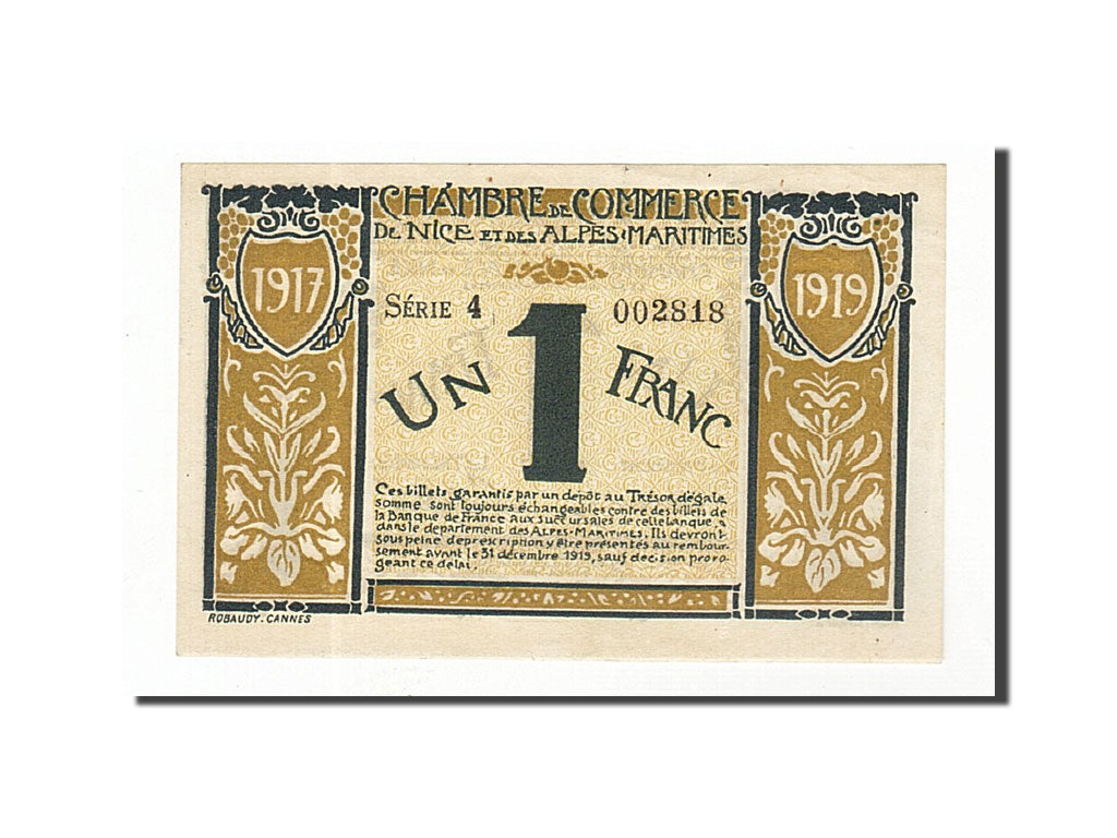 Banknote, Pirot:91-5, 1 Franc, 1917, France, UNC(63), Nice