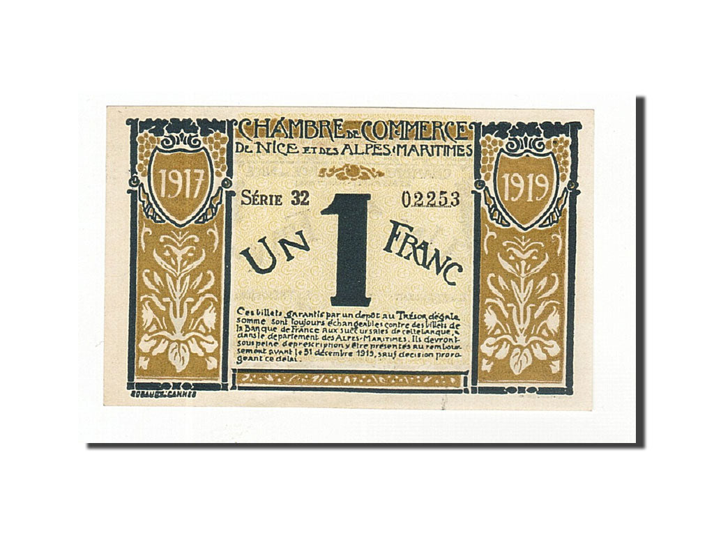 France, Nice, 1 Franc, 1917, UNC(65-70), Pirot:91-5