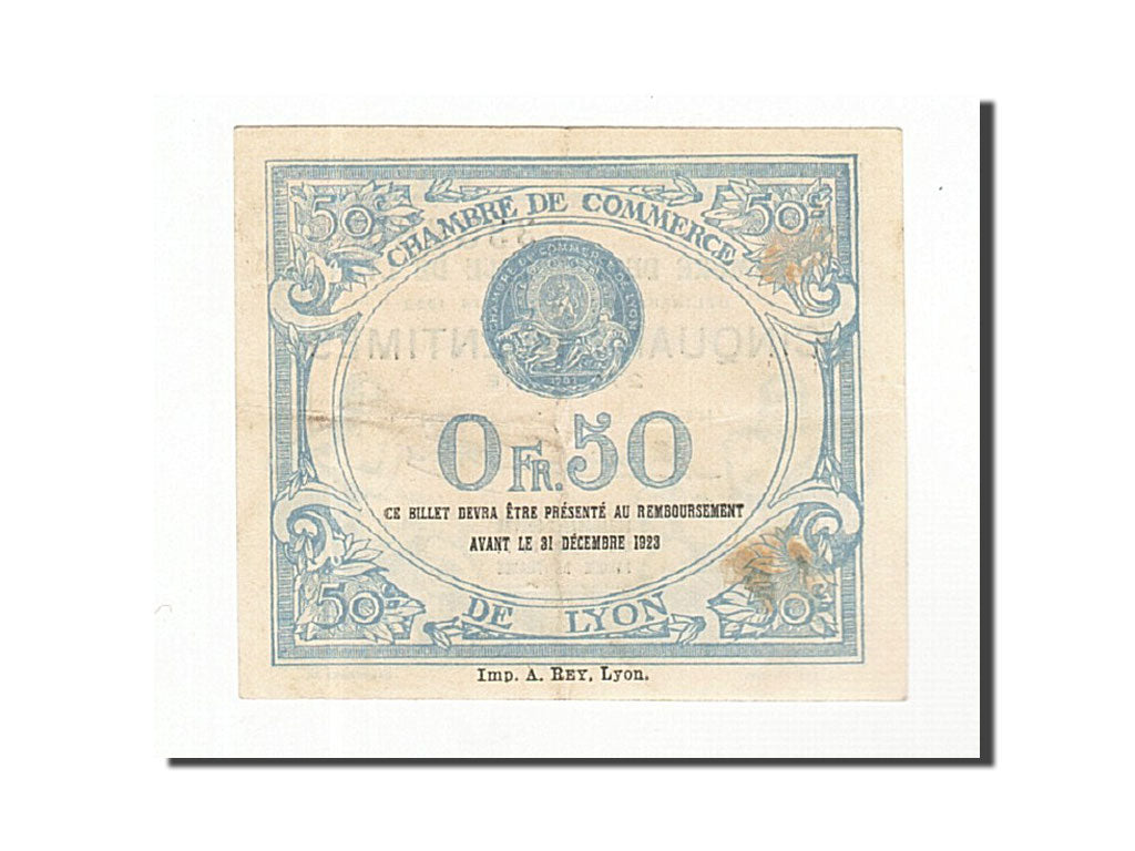 France, Lyon, 50 Centimes, 1922, AU(55-58), Pirot:77-26