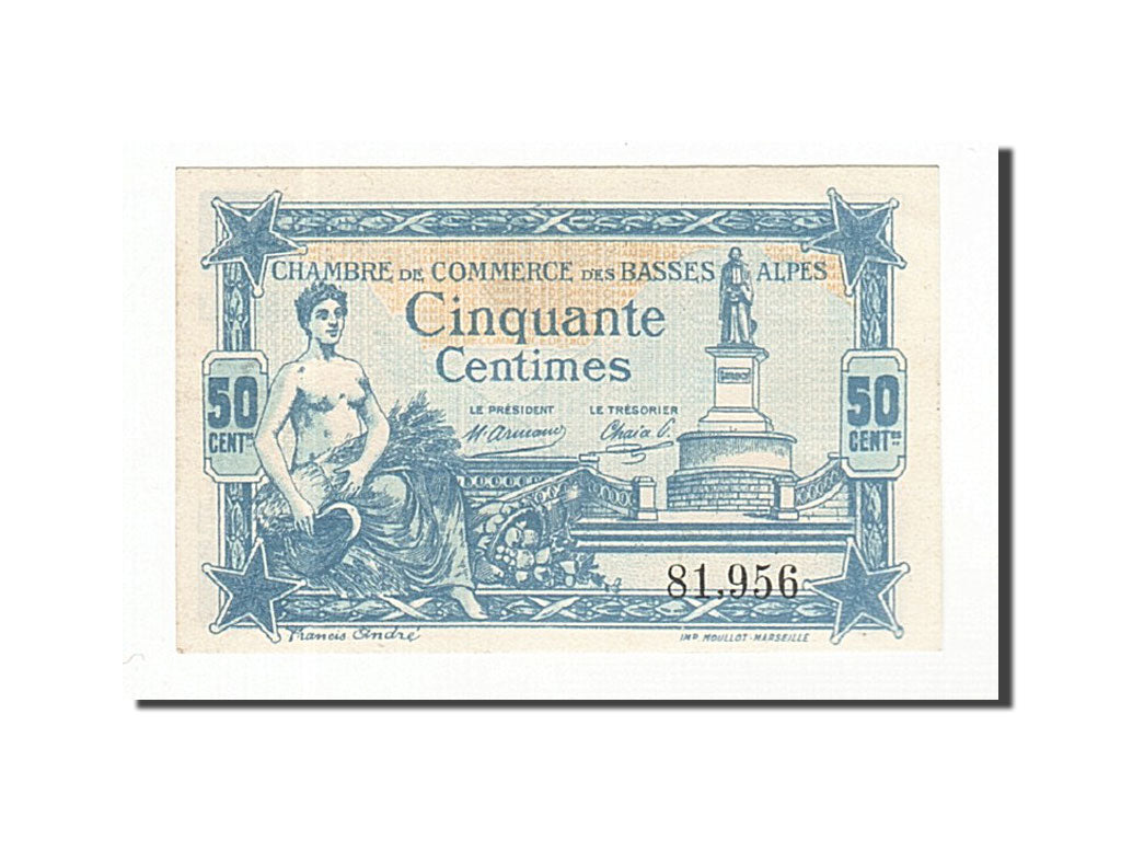 France, Basses-Alpes, 50 Centimes, 1917, UNC(65-70), Pirot:20-1
