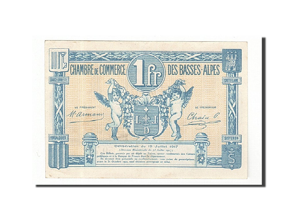 France, Basses-Alpes, 1 Franc, 1917, UNC(63), Pirot:20-2