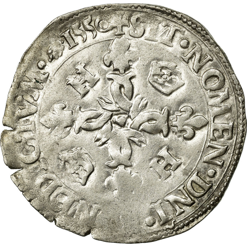 Coin, France, Douzain aux croissants, 1550, Rennes, EF(40-45), Billon