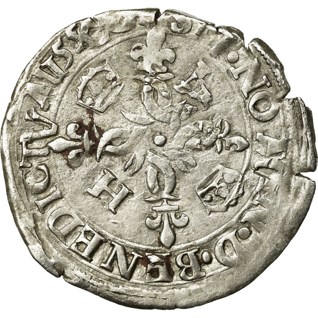 Coin, France, Douzain aux croissants, 1550, Grenoble, EF(40-45), Billon