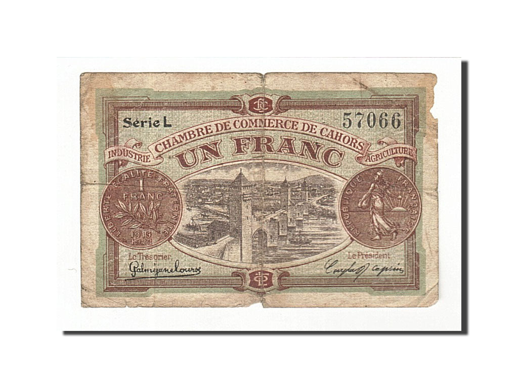 Biljet, Pirot:35-24, 1 Franc, 1919, Frankrijk, B+, Cahors