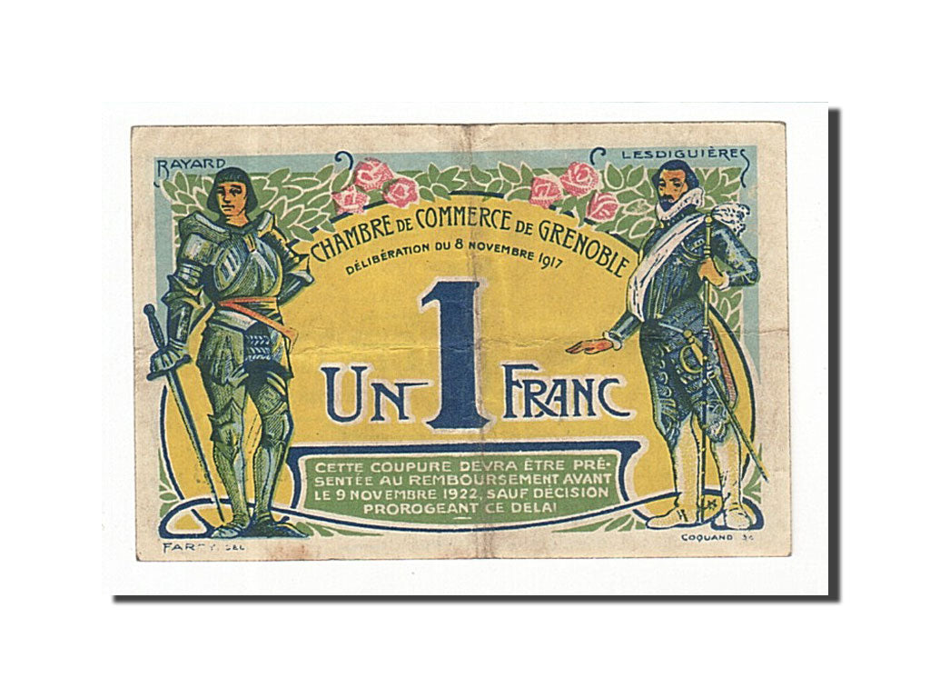 Banconote, Pirot:63-20, BB, Grenoble, 1 Franc, 1917, Francia