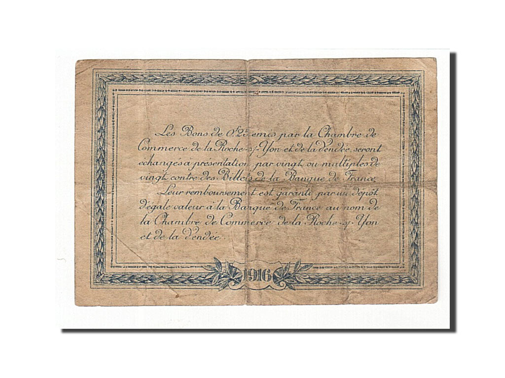Banknote, Pirot:65-26, 25 Centimes, 1916, France, VF(30-35), La Roche-sur-Yon