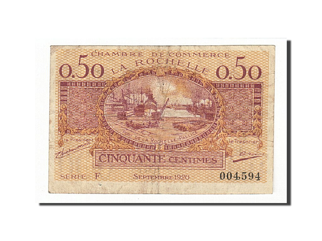 Billet, France, La Rochelle, 50 Centimes, 1920, TB+, Pirot:66-7