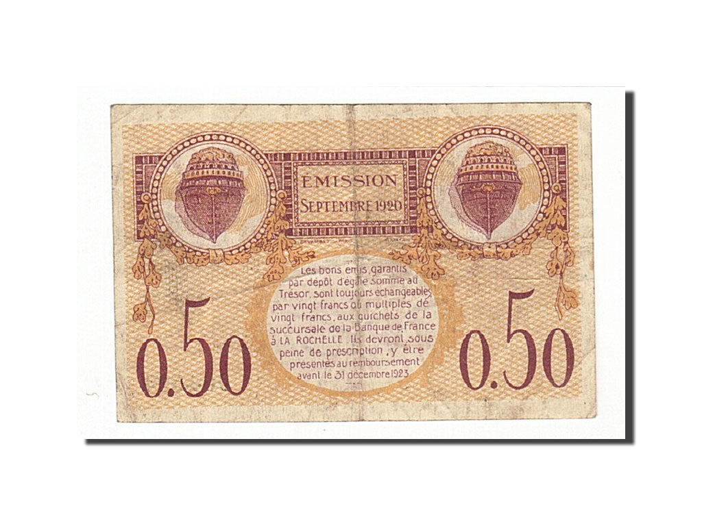 Billet, France, La Rochelle, 50 Centimes, 1920, TB+, Pirot:66-7
