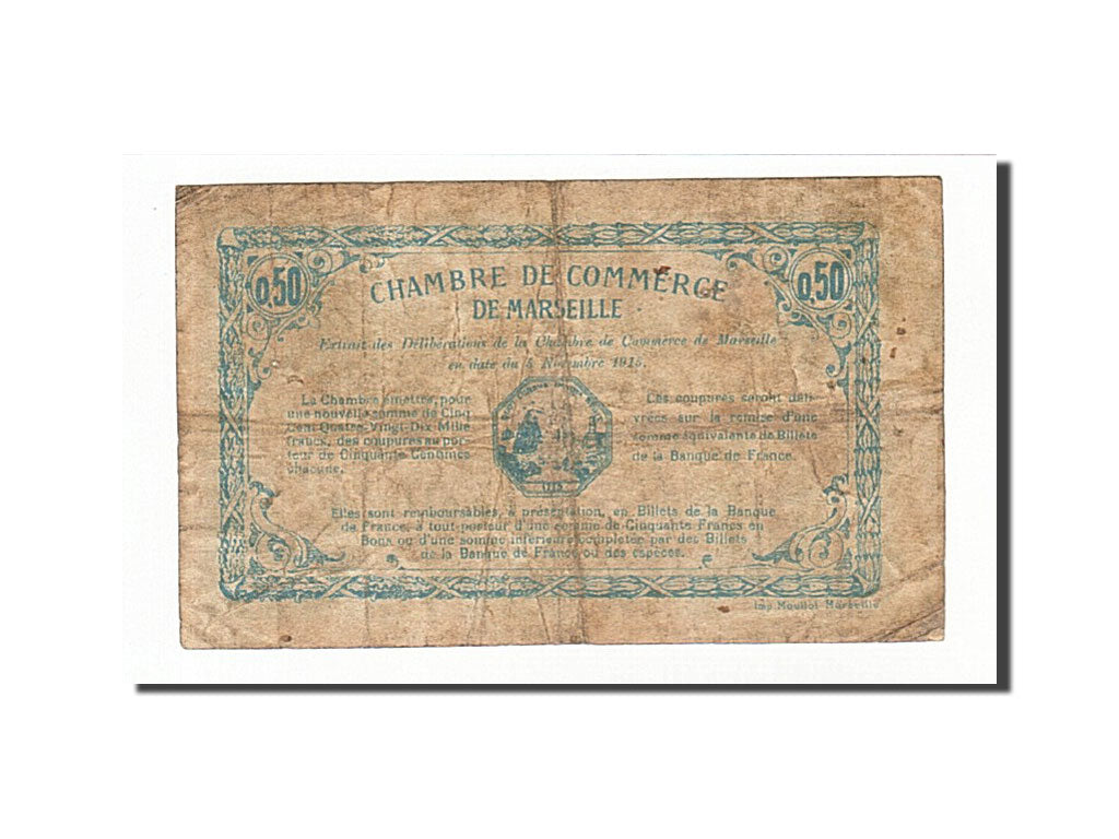 France, Marseille, 50 Centimes, 1915, VF(20-25), Pirot:79-45
