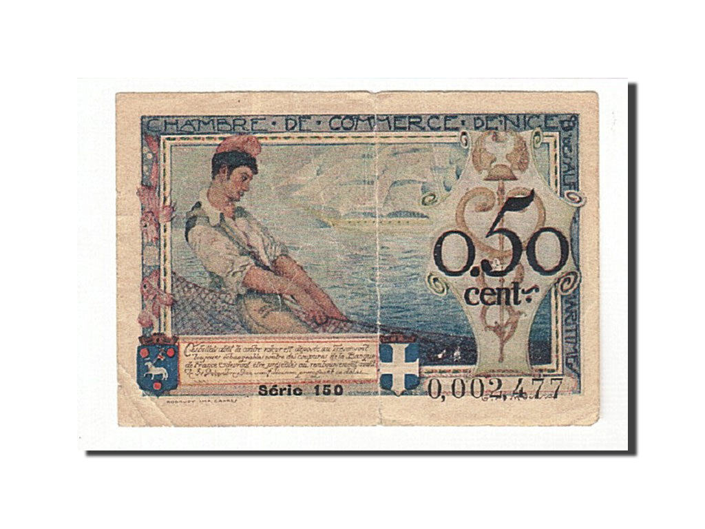Banknote, Pirot:91-9, 50 Centimes, 1920, France, EF(40-45), Nice