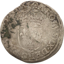 France, Charles IX, Sol Parisis, 1565, Poitiers, F(12-15), Silver, Sombart:4460