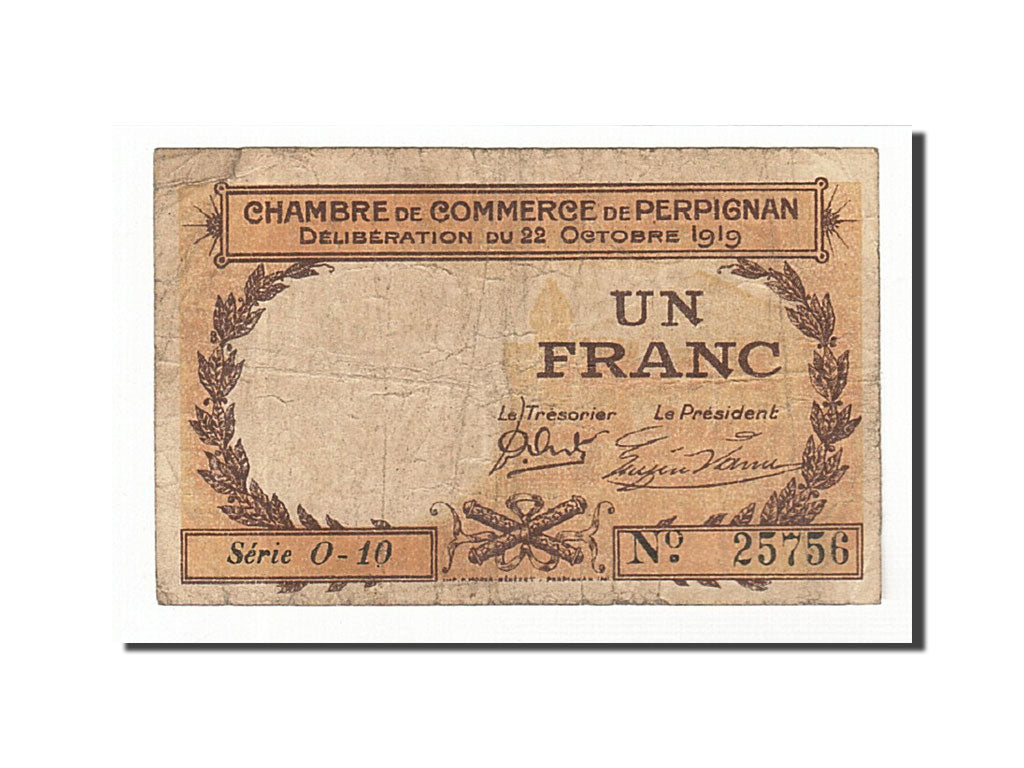 France, Perpignan, 1 Franc, 1919, VF(20-25), Pirot:100-29