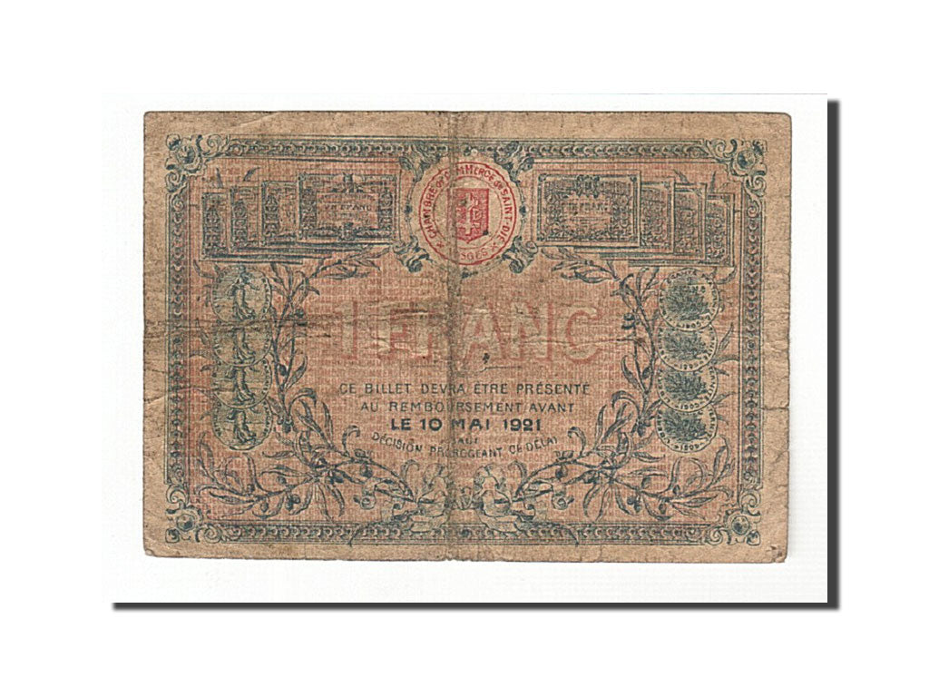 Banknote, Pirot:112-8, 1 Franc, 1916, France, VF(20-25), Saint-Dié
