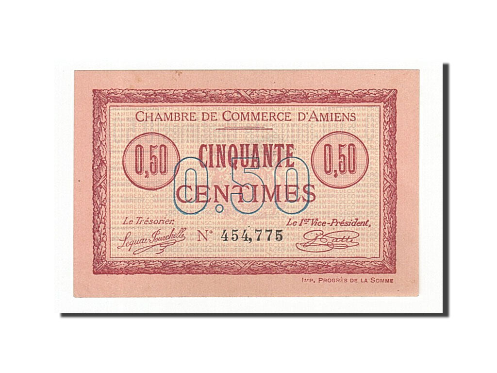 Banknote, Pirot:7-26, 50 Centimes, 1915, France, UNC(60-62), Amiens