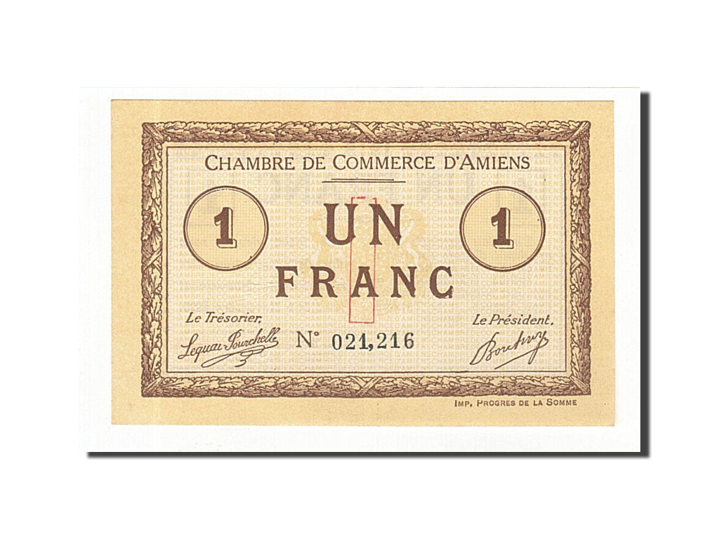 France, Amiens, 1 Franc, 1915, UNC(65-70), Pirot:7-8