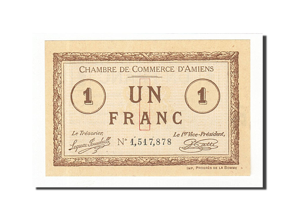 France, Amiens, 1 Franc, 1915, UNC(65-70), Pirot:7-28