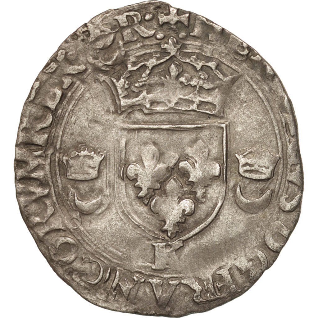 France, Douzain aux croissants, 1556, Bordeaux, VF(20-25), Billon, Sombart:4380