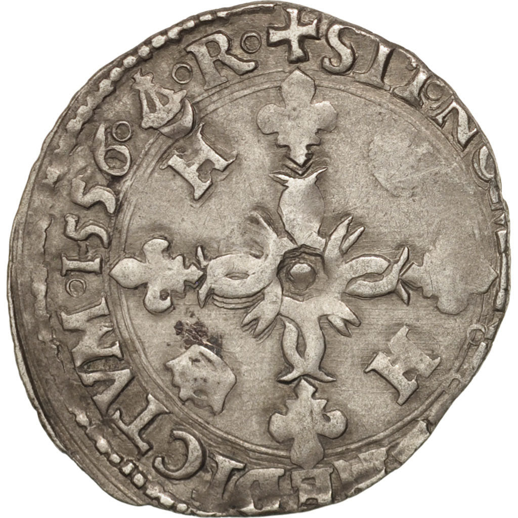 France, Douzain aux croissants, 1556, Bordeaux, VF(20-25), Billon, Sombart:4380