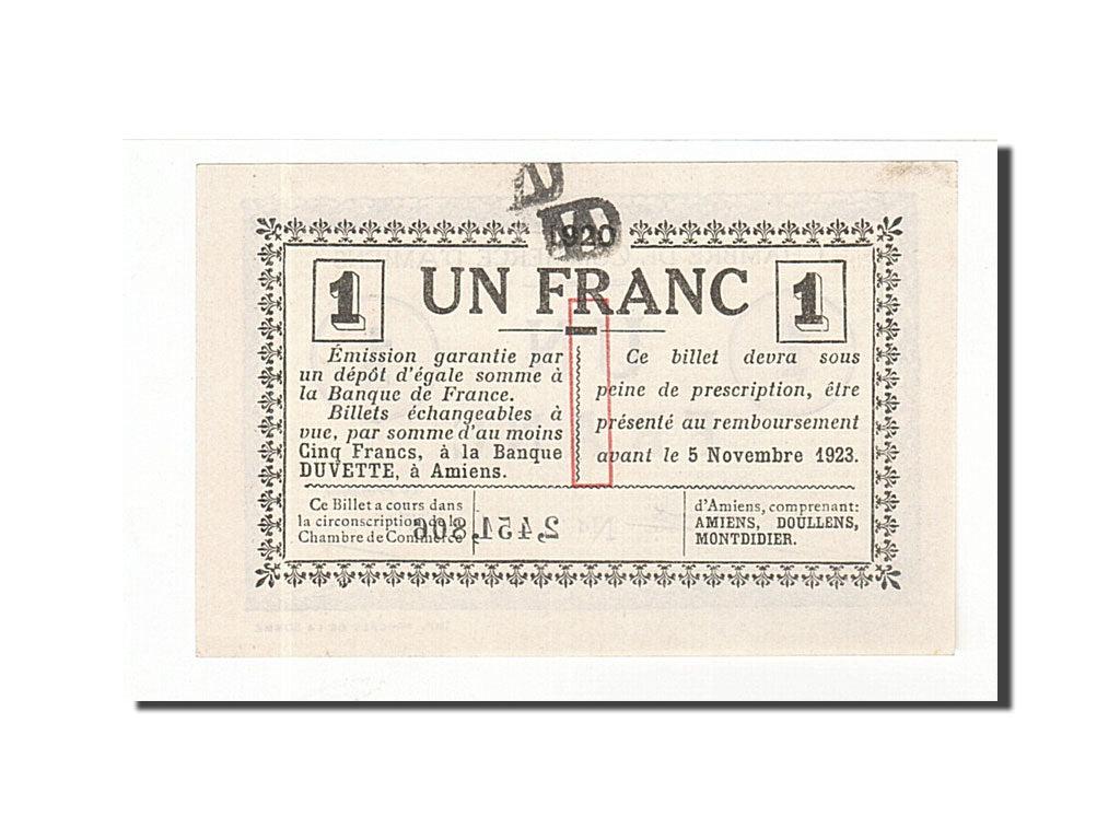 France, Amiens, 1 Franc, 1920, UNC(65-70), Pirot:7-51
