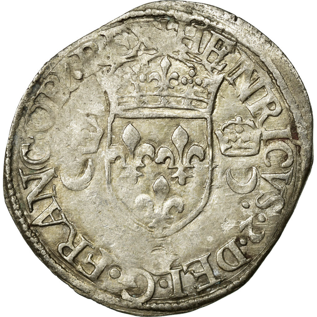 Coin, France, Douzain aux croissants, 1552, Poitiers, EF(40-45), Billon