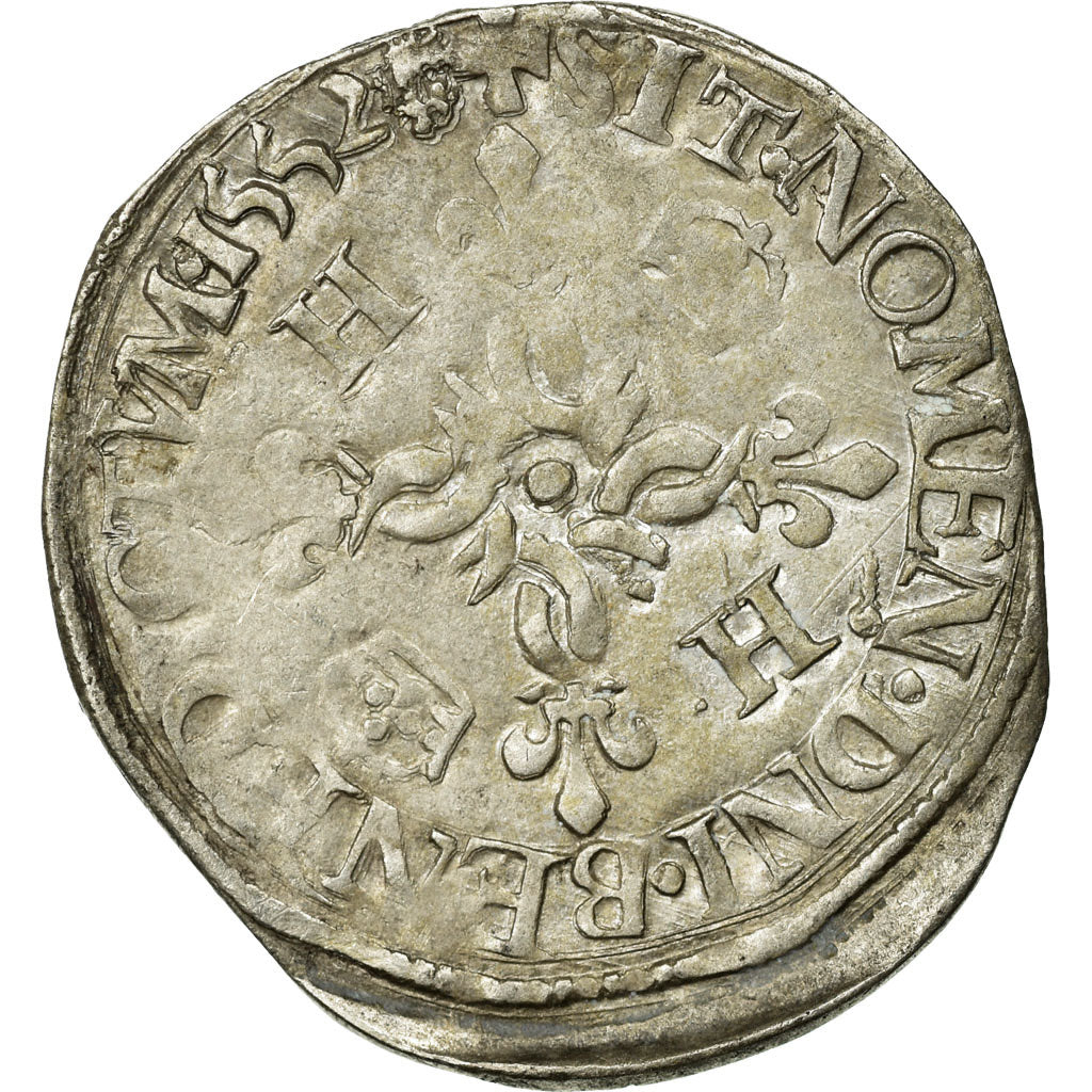 Coin, France, Douzain aux croissants, 1552, Poitiers, EF(40-45), Billon
