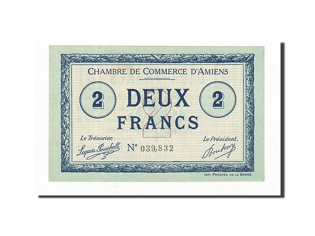 France, Amiens, 2 Francs, 1915, UNC(63), Pirot:7-25
