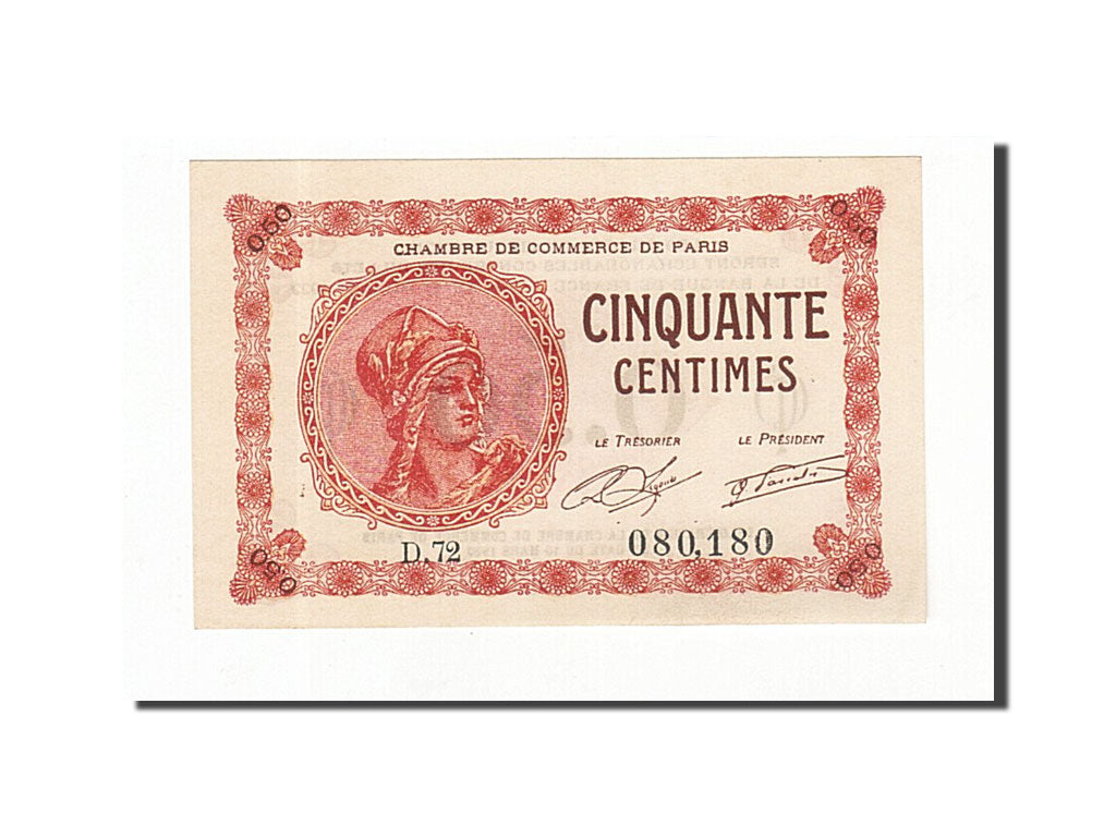Banknote, Pirot:97-10, 50 Centimes, 1920, France, UNC(65-70), Paris