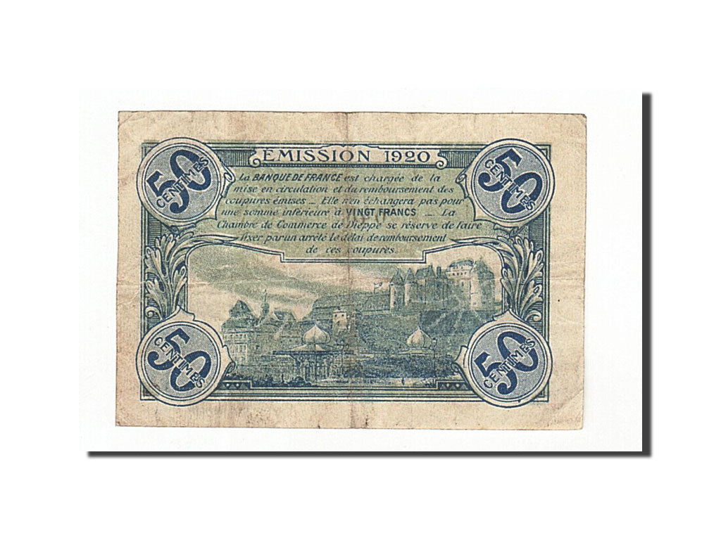 Banknote, Pirot:52-14, 50 Centimes, 1920, France, EF(40-45), Dieppe