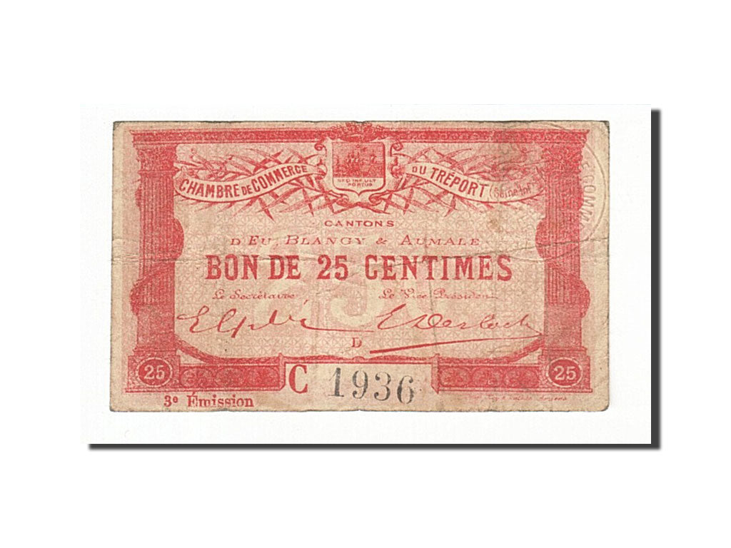 France, Le Tréport, 25 Centimes, 1915, VF(20-25), Pirot:71-8
