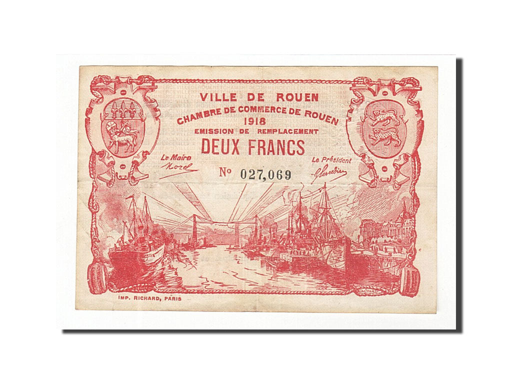 Banknote, Pirot:110-41, 2 Francs, 1918, France, AU(50-53), Rouen