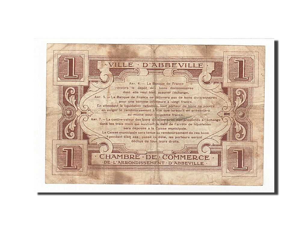 Billet, France, Abbeville, 1 Franc, TB+, Pirot:1-3