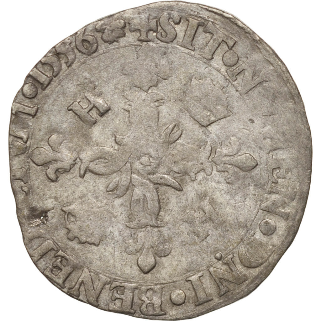 France, Douzain aux croissants, 1556, Limoges, VF(30-35), Billon, Sombart:4380