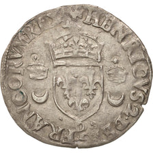 Monnaie, France, Douzain aux croissants, 1557, Lyon, TTB, Billon, Sombart:4380