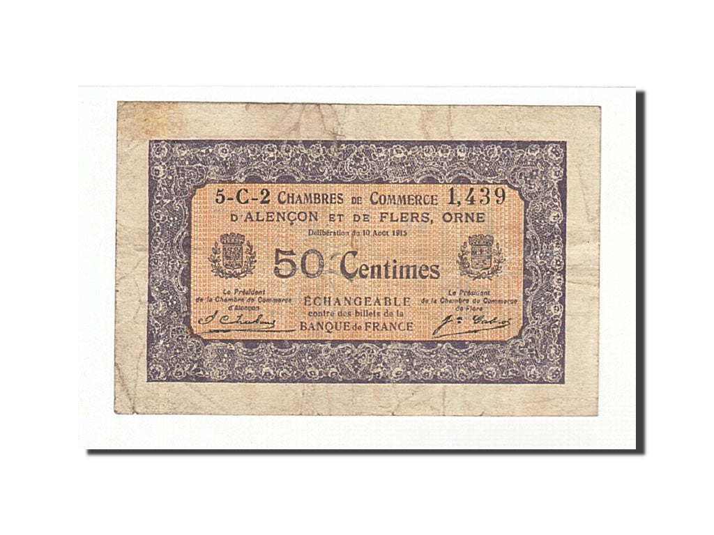 France, Alençon et Flers, 50 Centimes, 1915, EF(40-45), Pirot:6-45