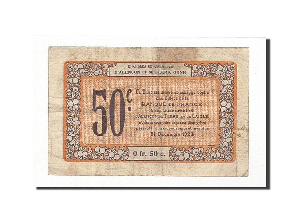 France, Alençon et Flers, 50 Centimes, 1915, EF(40-45), Pirot:6-45