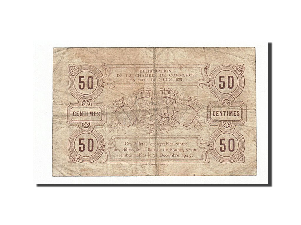 Banknote, Pirot:22-1, 50 Centimes, 1920, France, VF(30-35), Beauvais