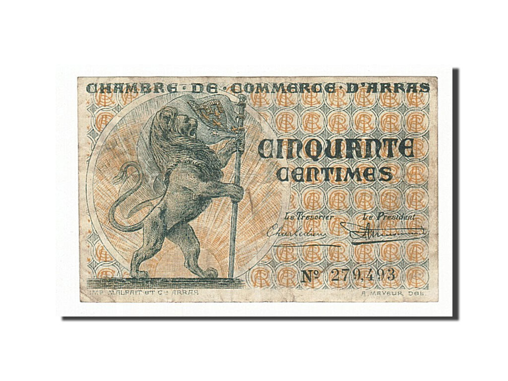 France, Arras, 50 Centimes, EF(40-45), Pirot:13-4
