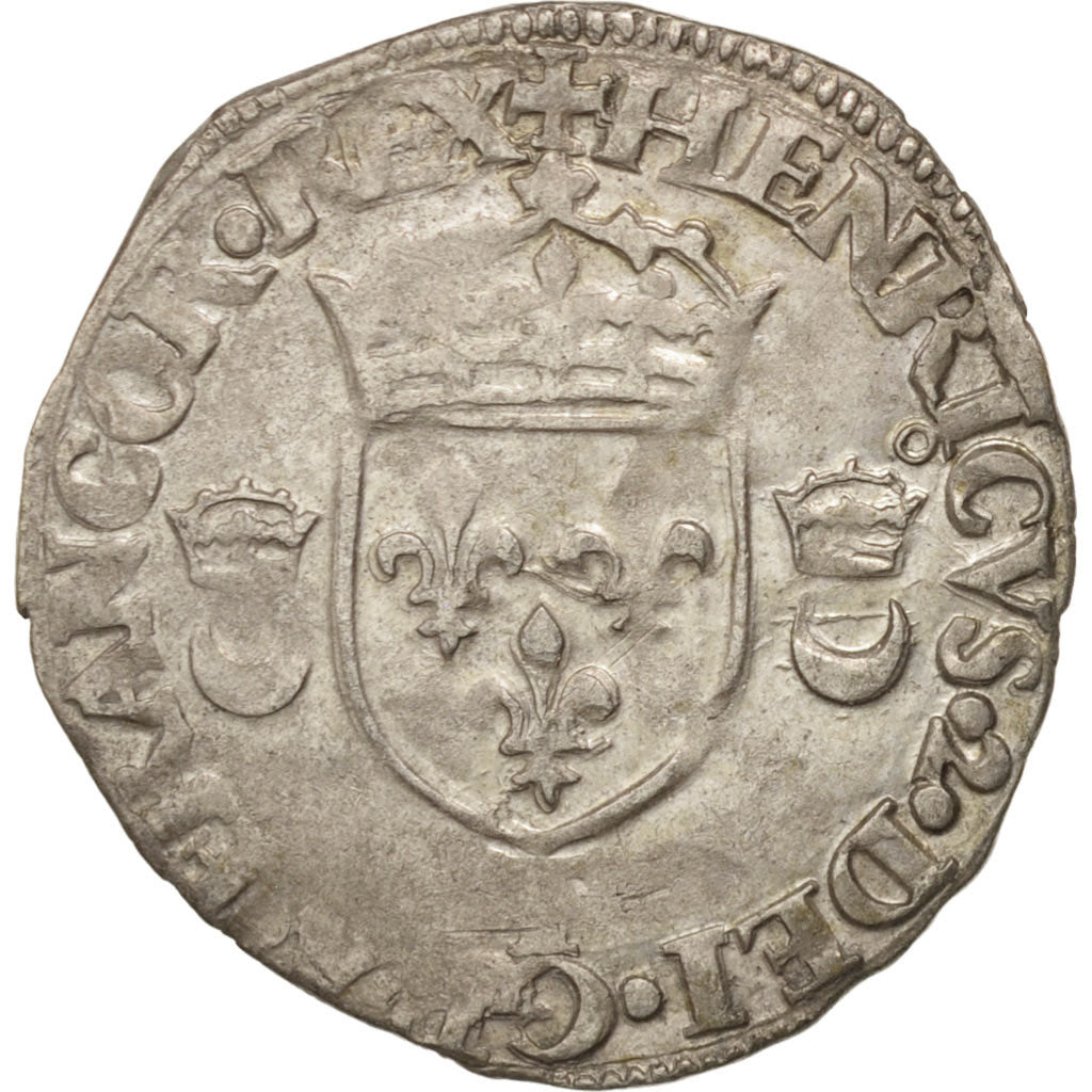 Francia, Douzain aux croissants, 1554, Nantes, MB+, Biglione, Sombart:4380