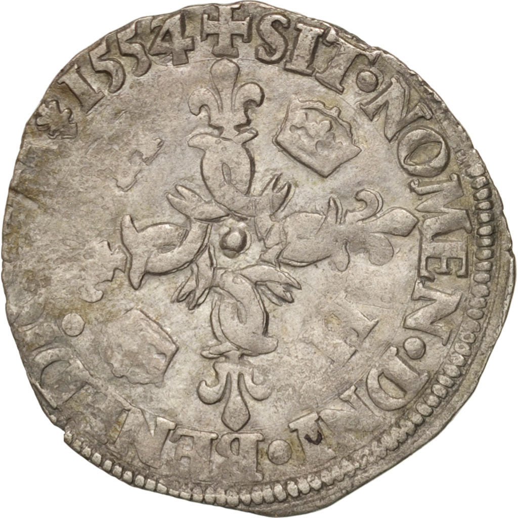 Francia, Douzain aux croissants, 1554, Nantes, MB+, Biglione, Sombart:4380