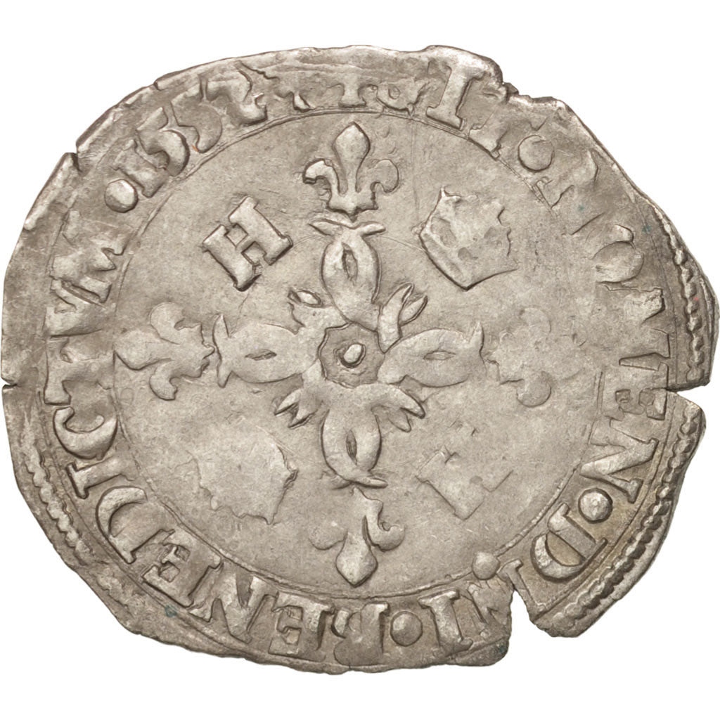 France, Douzain aux croissants, 1552, Limoges, VF(30-35), Billon, Sombart:4380