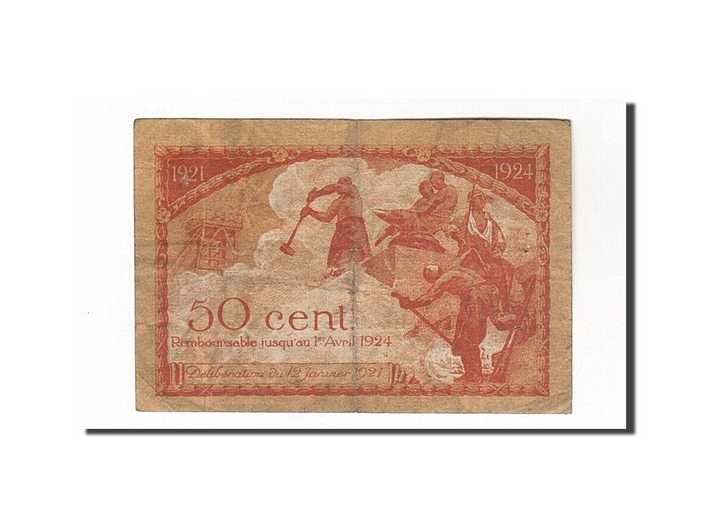 Banconote, Pirot:114-6, MB+, Saint-Etienne, 50 Centimes, 1921, Francia