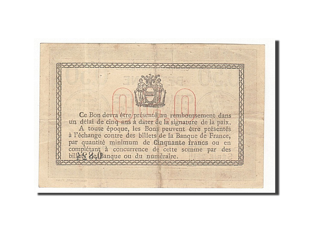 Banconote, Pirot:26-1, BB+, Béthune, 50 Centimes, 1915, Francia