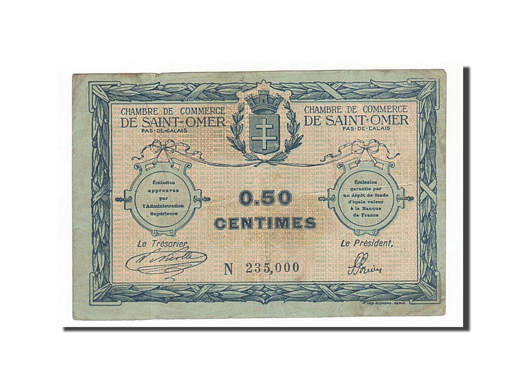 France, Saint-Omer, 50 Centimes, 1914, EF(40-45), Pirot:115-1