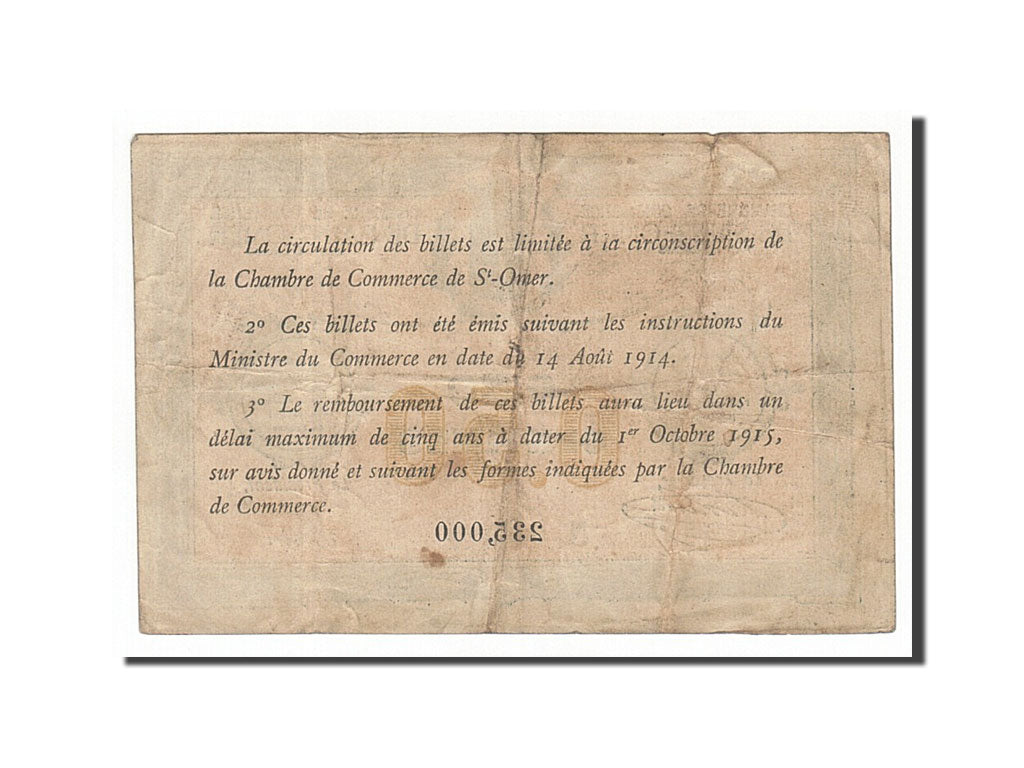 France, Saint-Omer, 50 Centimes, 1914, EF(40-45), Pirot:115-1