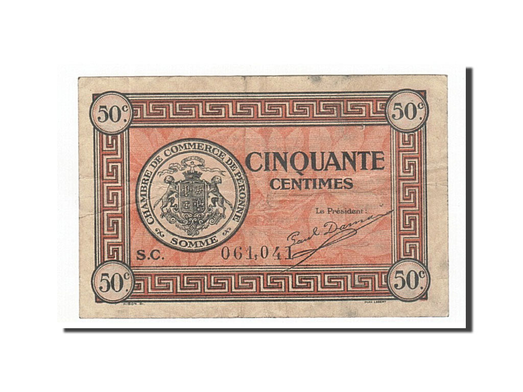 Banknote, Pirot:99-1, 50 Centimes, 1920, France, EF(40-45), Peronne