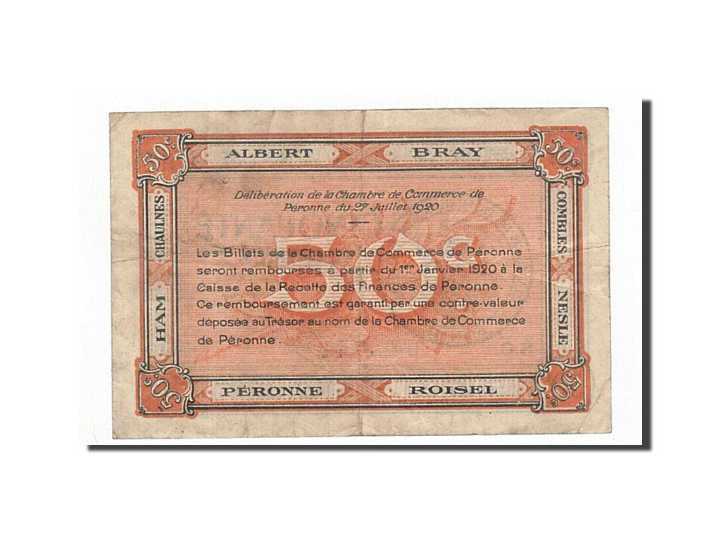 Banknote, Pirot:99-1, 50 Centimes, 1920, France, EF(40-45), Peronne
